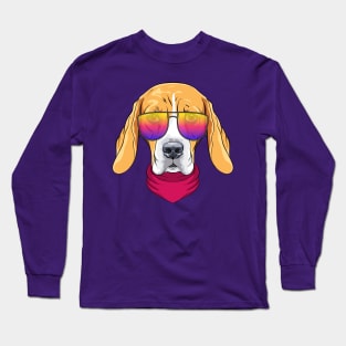 Hipster serious dog Beagle Long Sleeve T-Shirt